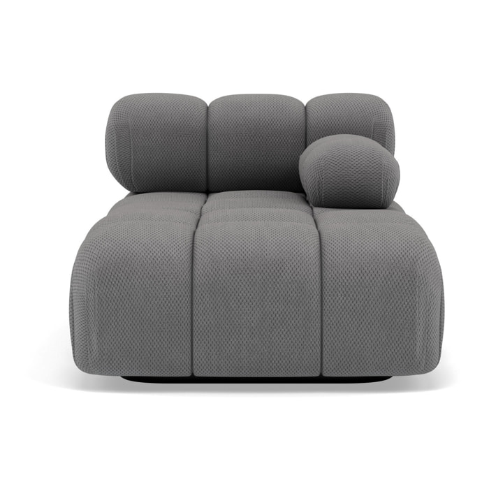 Ruby - module d'assise méridienne droite en velours texturé - Gris