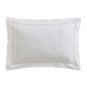 Taie d'oreiller unie en lin métis, Made in France, VENISE , Blanc