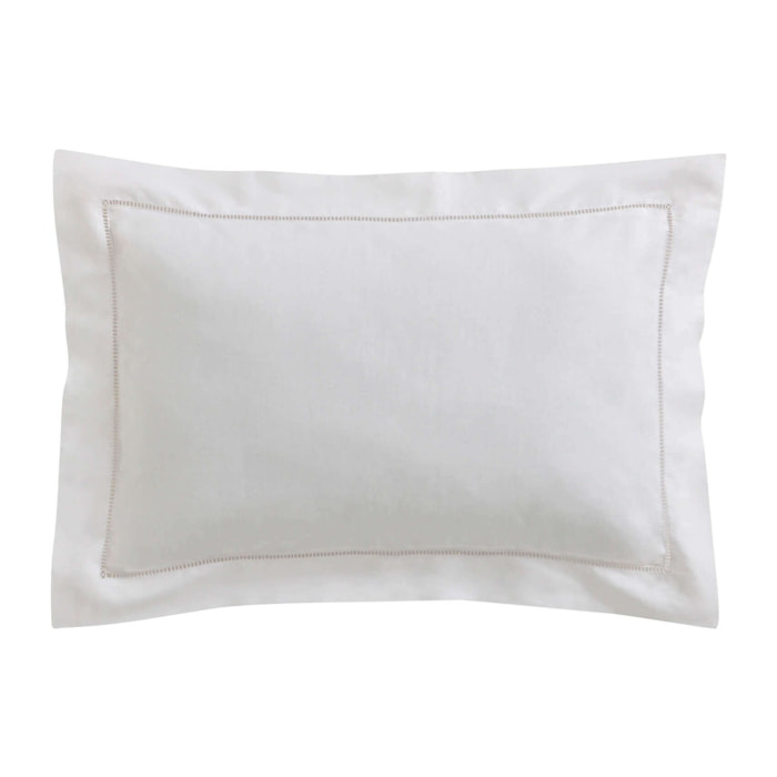 Taie d'oreiller unie en lin métis, Made in France, VENISE , Blanc