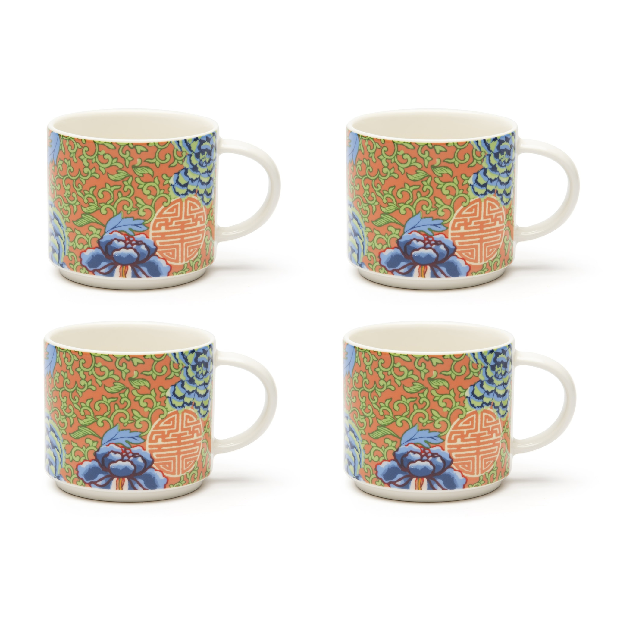 Set de 4 Tasses à Thé Excelsa – La Via Della Seta, New Bone China Multicolore