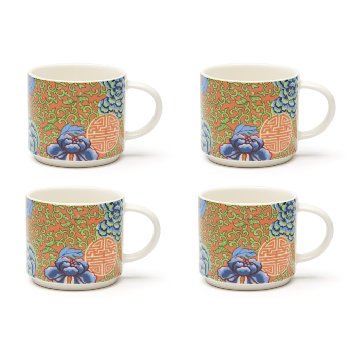 Set de 4 Tasses à Thé Excelsa – La Via Della Seta, New Bone China Multicolore