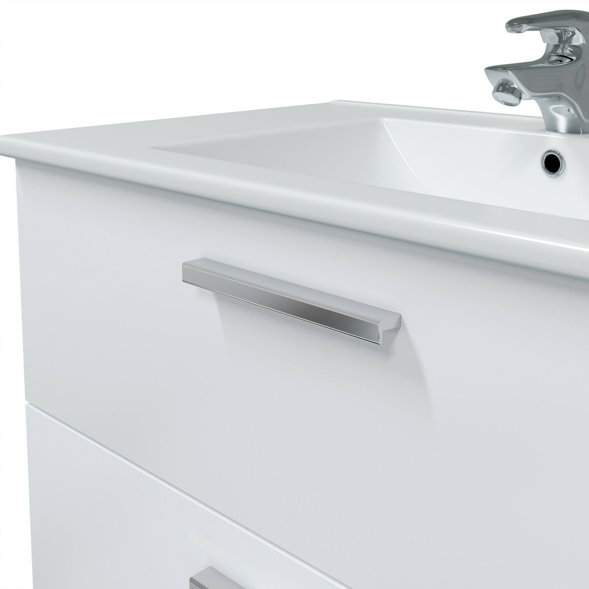 Mobile sottolavabo Felix, Mobiletto da bagno, Contenitore porta lavabo, Armadio per lavandino, 80x45 h50 cm, Bianco lucido