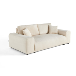 Garance - canapé droit 3 places - en velours côtelé - Beige