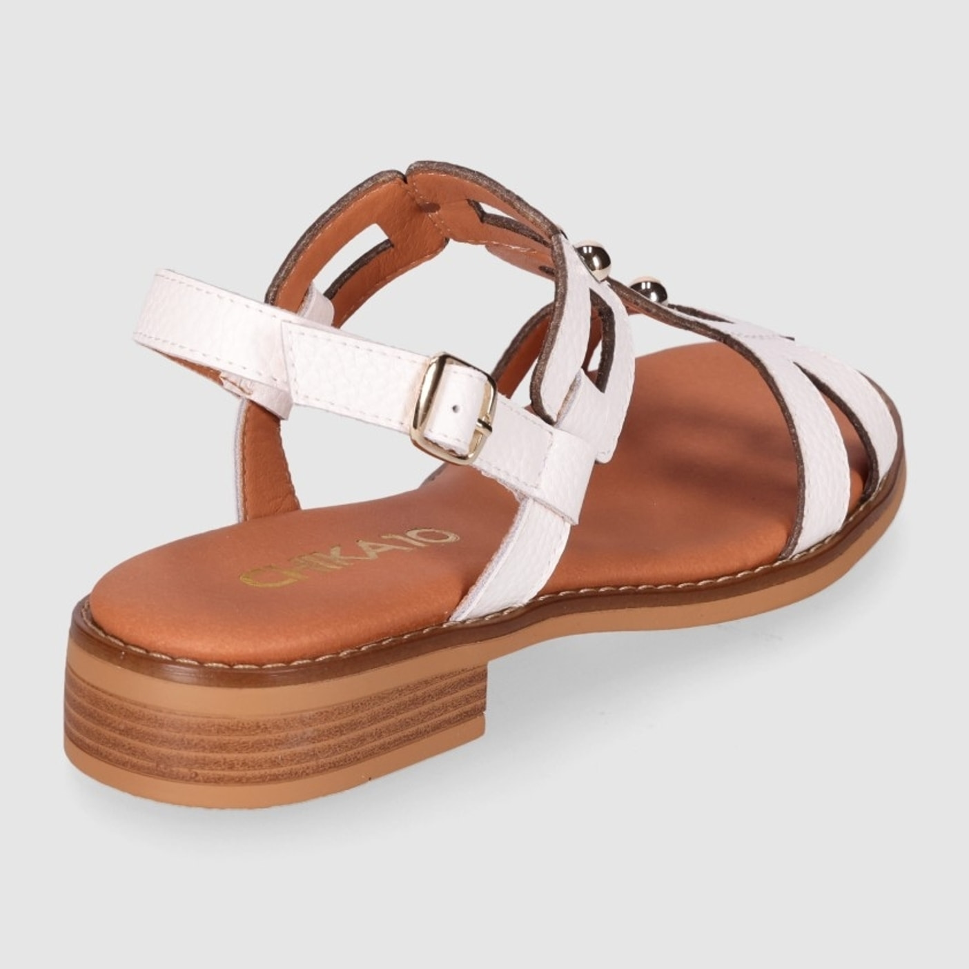 Sandalias de Piel - Blanco - Tacón: 1 cm