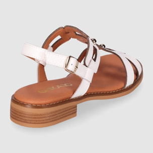 Sandalias de Piel - Blanco - Tacón: 1 cm