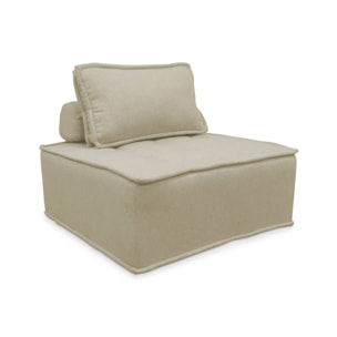 Chauffeuse pour canapé modulable tissu capitonné beige avec un coussin