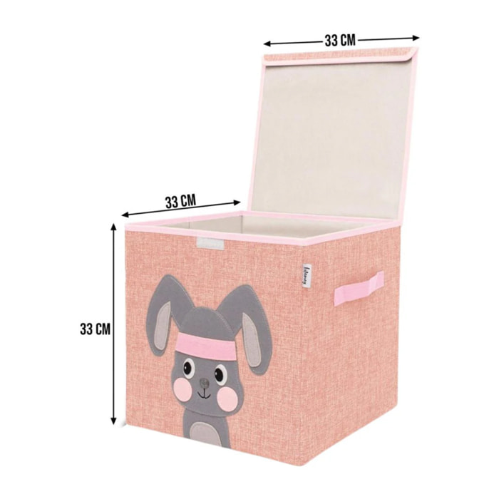 Boîte de rangement en tissu pour enfant "lapin" avec couvercle, compatible Ikea Kallax Lifeney