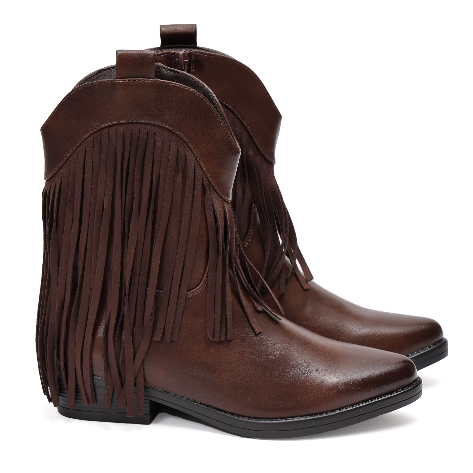 Stivaletto in simil pelle con frangia