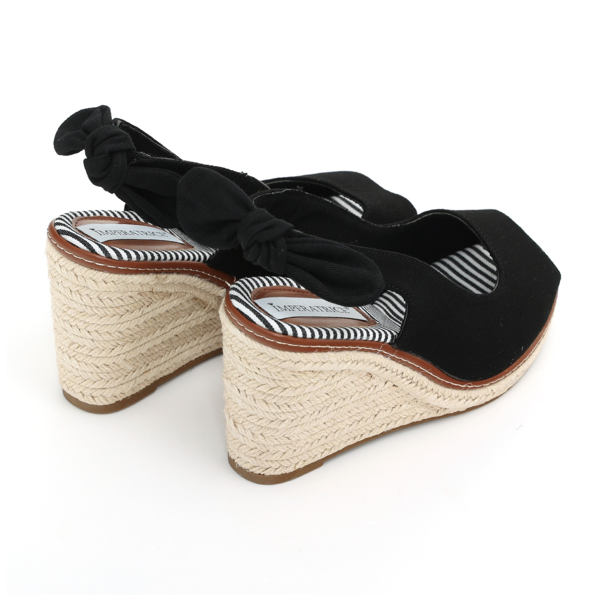 Sandali in tessuto con zeppa