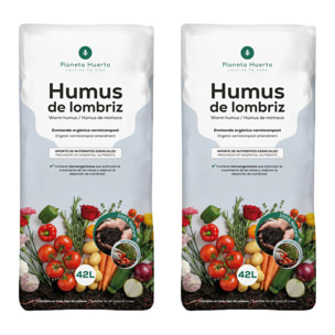 Pack 2x Humus de Lombriz 100% Natural Planeta Huerto 42 L