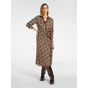 Elena Mirò - Wrap dress stampato - Marrone