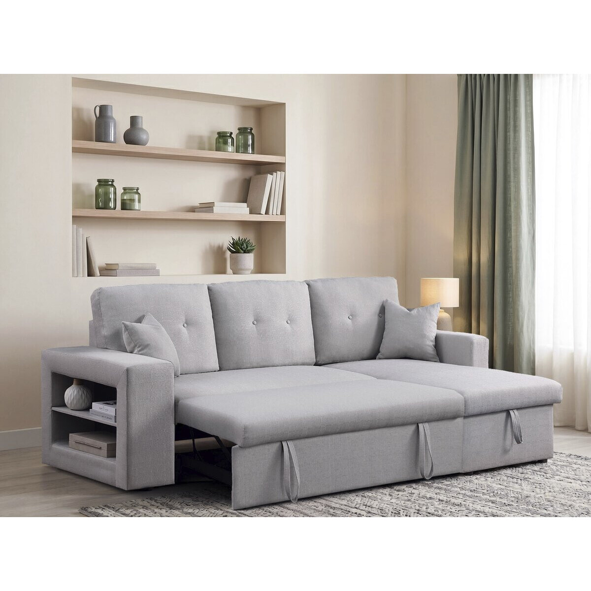 Canapé d'angle convertible/réversible "Axel" - 3 places - Gris clair