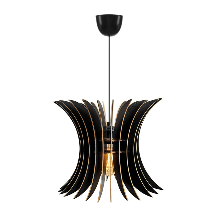 Lámpara de techo, mdf, negro, colección Covadonga, 35x35x65, casquillo E 27 Max 45 - 60