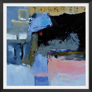 Affiche bleu et rivage côtier Affiche + cadre en bois - Noir