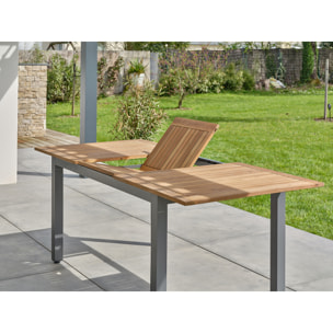 ORSINO - Table de jardin 8 places alu anthracite - Acacia