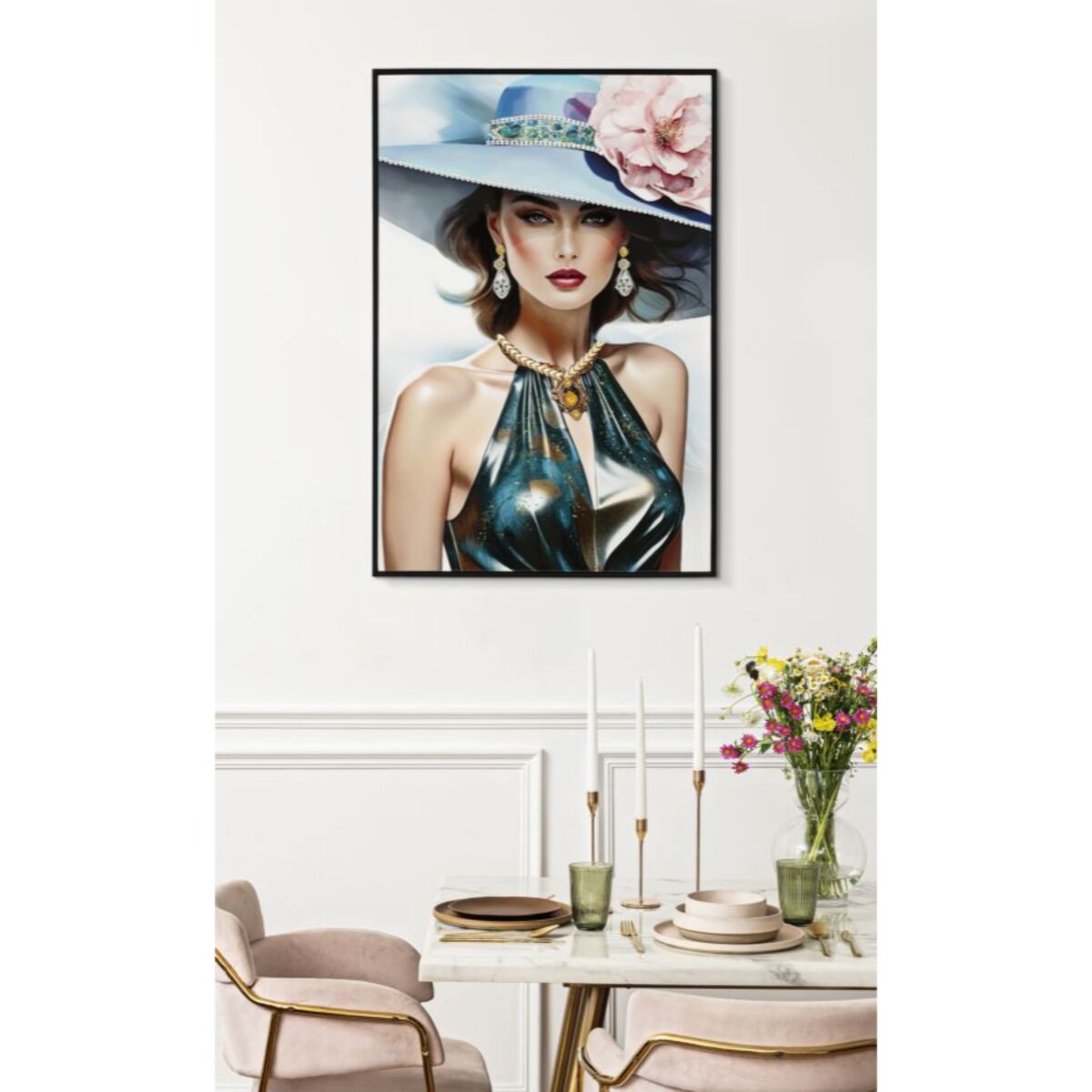 DIPINTO SU TELA LACCATO PAM C/CORNICE -A- CM 62X4X92