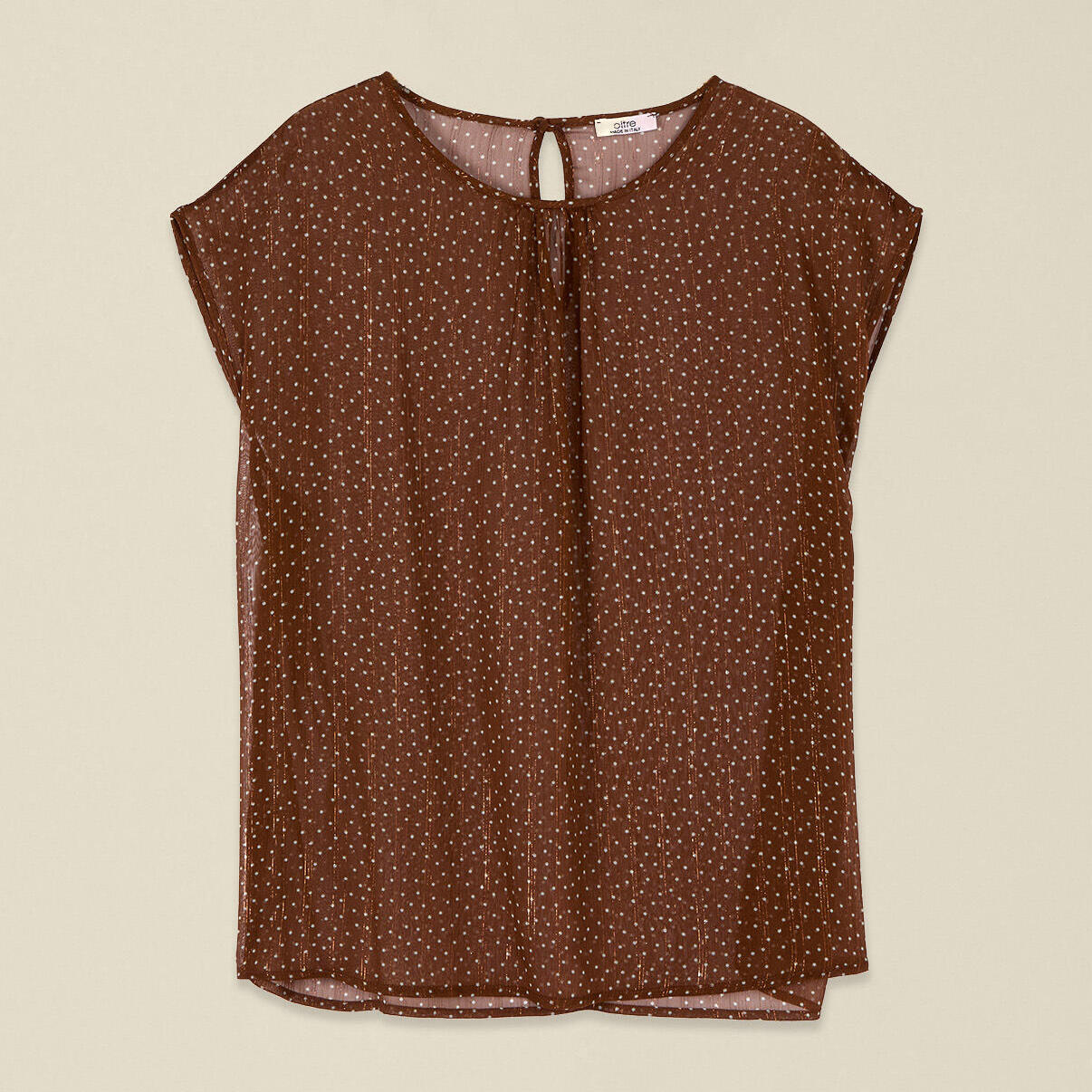 Oltre - Blusa in creponne fantasia - Marrone