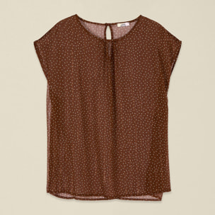 Oltre - Blusa in creponne fantasia - Marrone