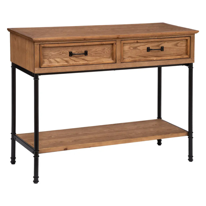 Console "Danik" - 2 tiroirs - bois et métal