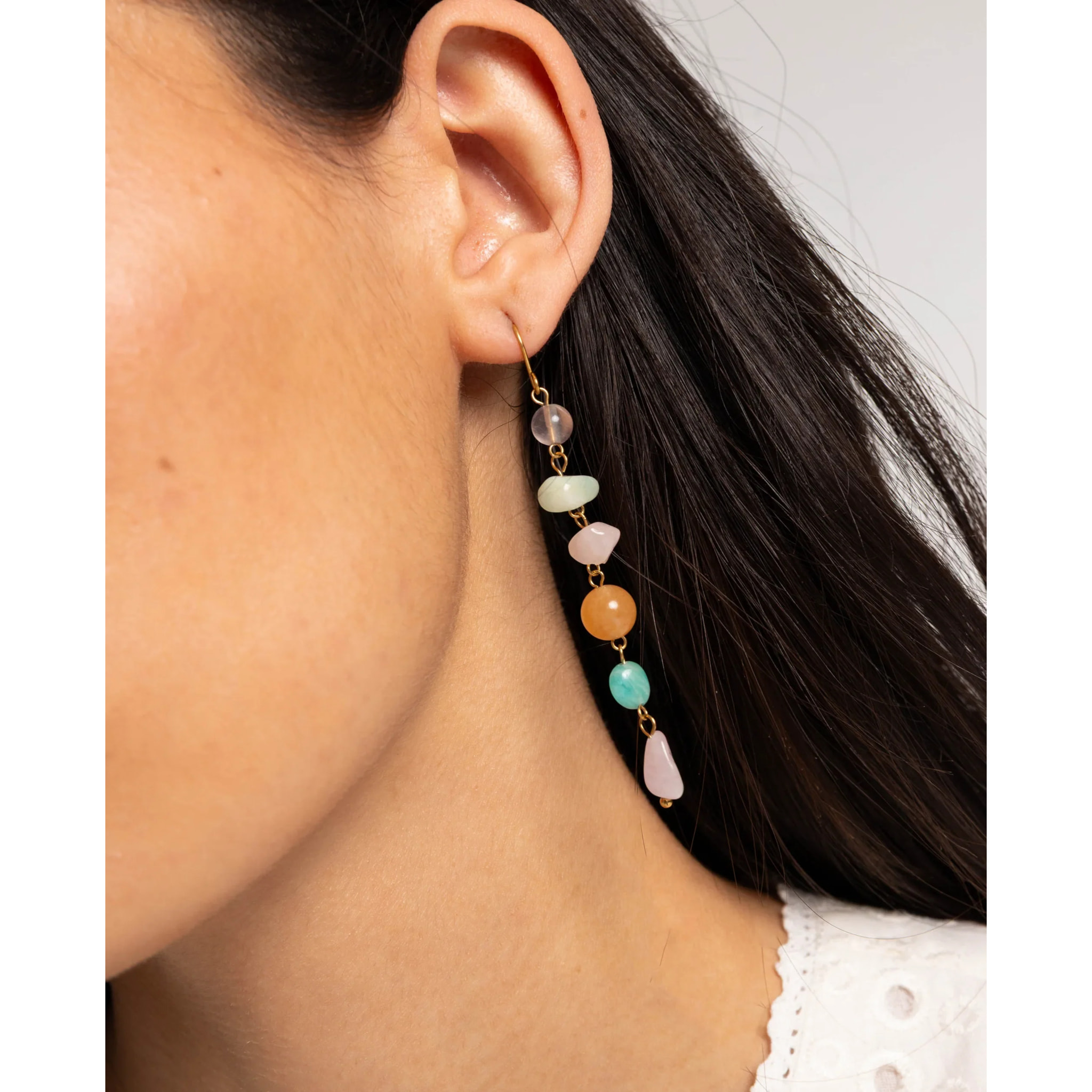 Pendientes de mujer con piedras naturales multicolor