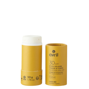Stick Solaire Certifié Bio - Stick Solaire SPF30 Visage et Corps 50 g