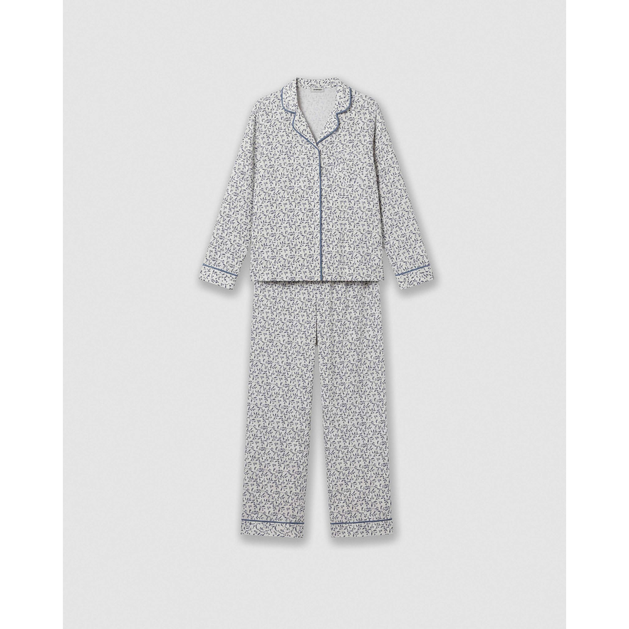 Pijama largo camisero viscosa canale azul verdoso