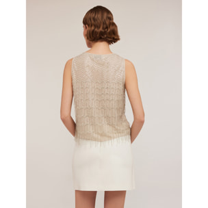 Motivi - Besticktes Top mit Fransen - Beige