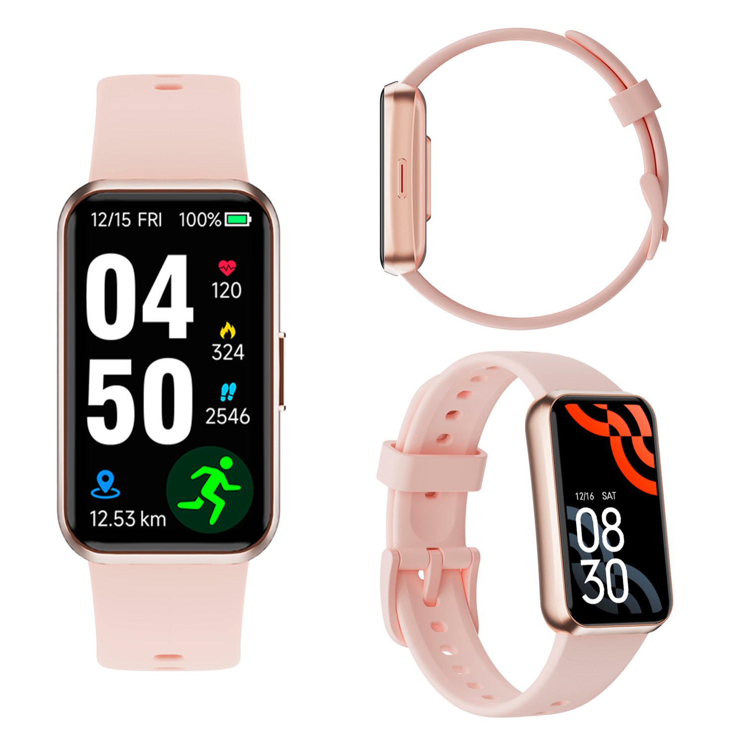 Brazalete inteligente T54B con monitor de tensión y O2. Varios modos deportivos, notificaciones de apps.