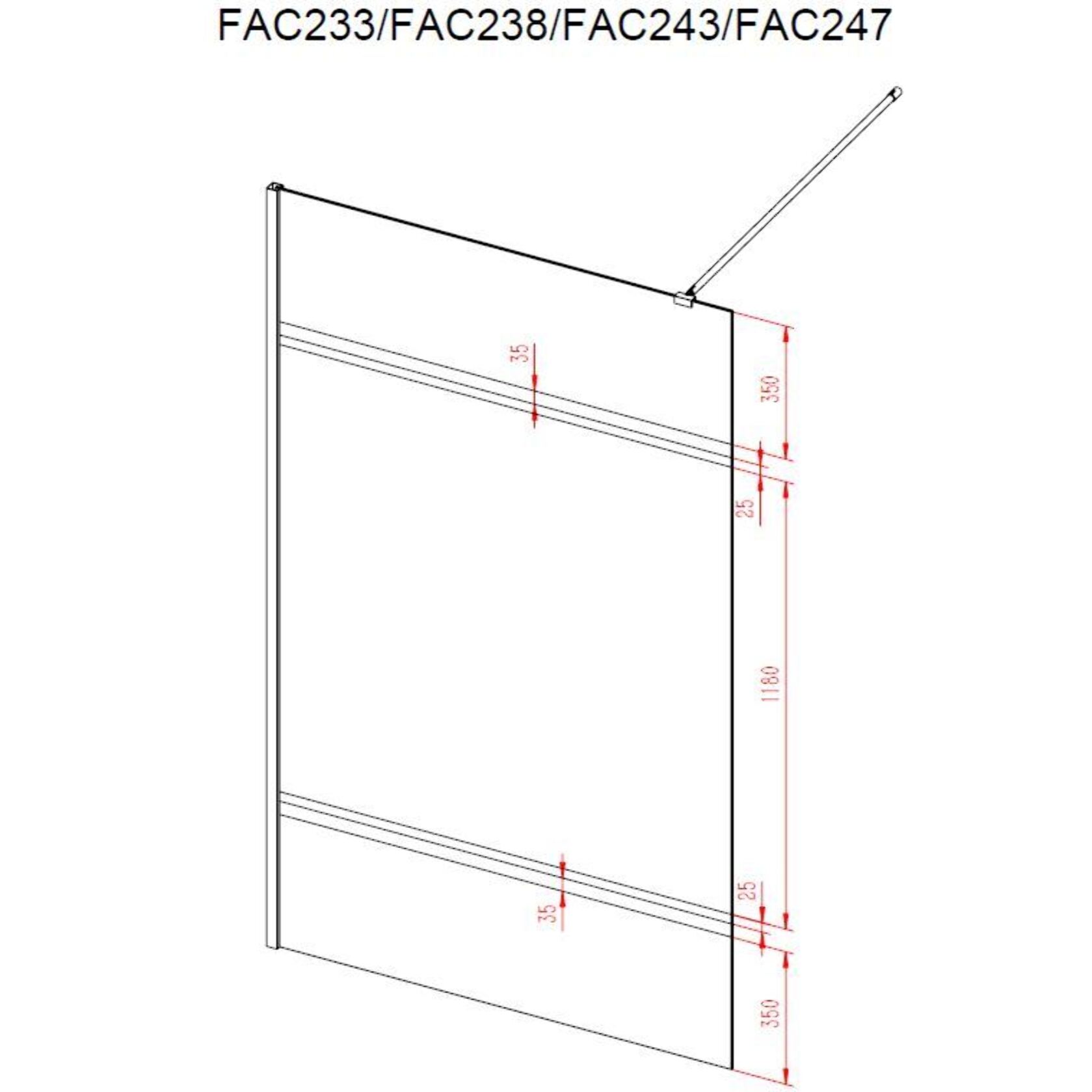 Paroi de Douche avec Bande Miroir 120x200cm - Verre 8mm - Profilé Chrome - FREEDOM 2 MIRROR