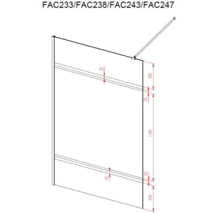 Paroi de Douche avec Bande Miroir 120x200cm - Verre 8mm - Profilé Chrome - FREEDOM 2 MIRROR