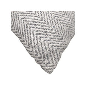 Coussin en coton brodé carré 40 x 40 cm motifs chevrons gris - BROKE