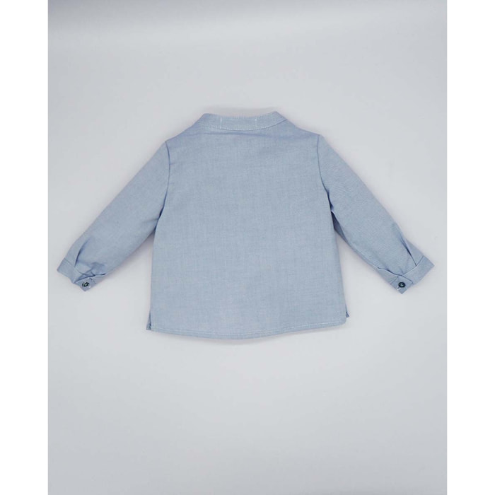 CAMISA CUELLO MAO OXFORD BOLSILLO AZUL