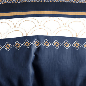 Parure housse de couette imprimé 100% coton - kalypso - bleu