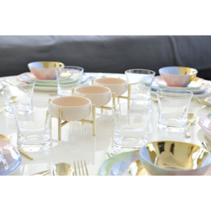 Plat 3 compartiments aperitif beige et dore