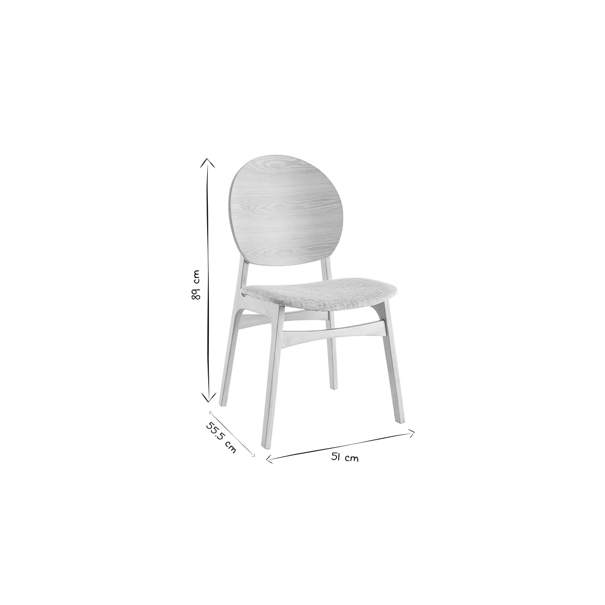 Chaises scandinaves en bois clair et tissu gris clair (lot de 2) ELTON