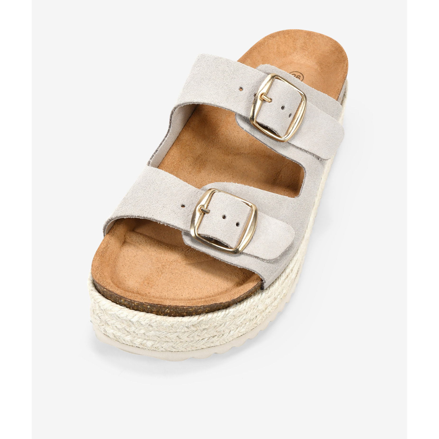 Sandalias de plataforma beige en piel