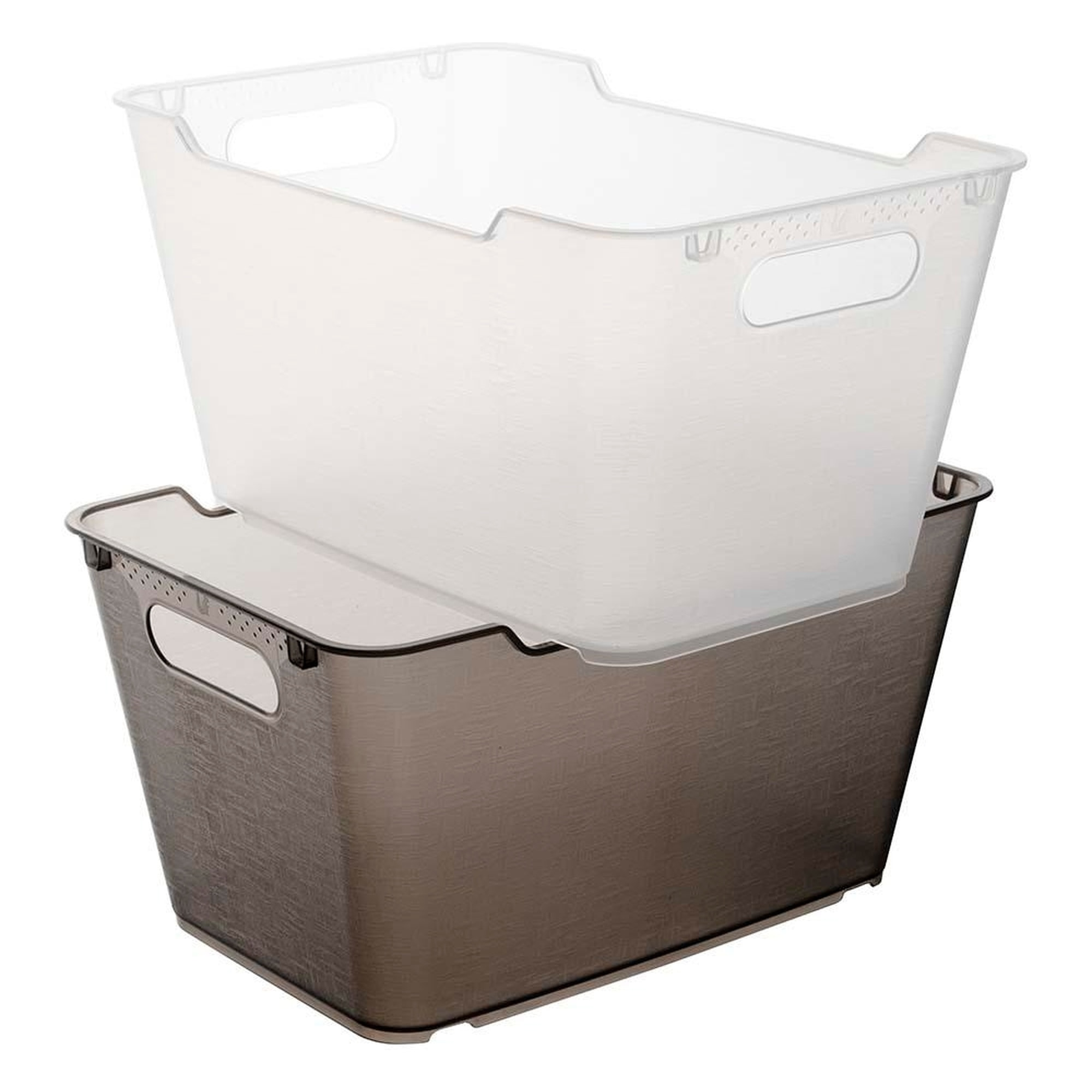 Caja de almacenaje de polipropileno color gris cristal