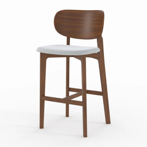 Lot de 2 chaises pour îlot central 66 cm en bois et tissu gris clair - Aria