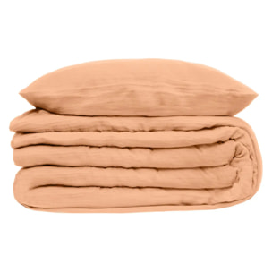 Parure de lit gaze de coton rose 260x240cm