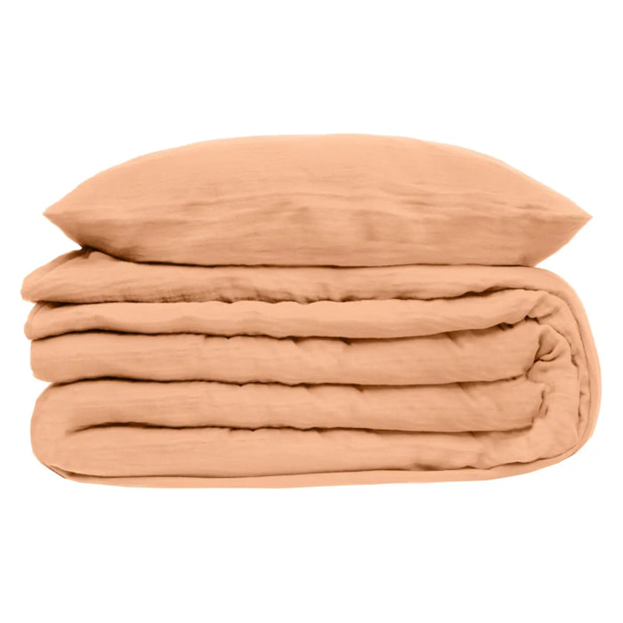 Parure de lit gaze de coton rose 260x240cm