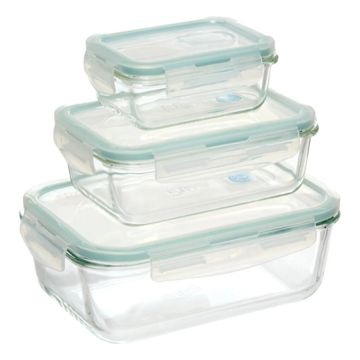 3 grandes boîtes rectangulaire de conservation "Clipeat" verre