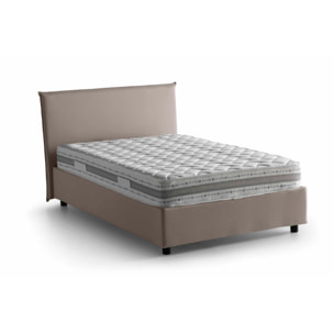 Letto piazza e mezza Chicca, Letto contenitore con rivestimento in tessuto, 100% Made in Italy, Apertura frontale, con materasso Cm 120x200 incluso, Tortora