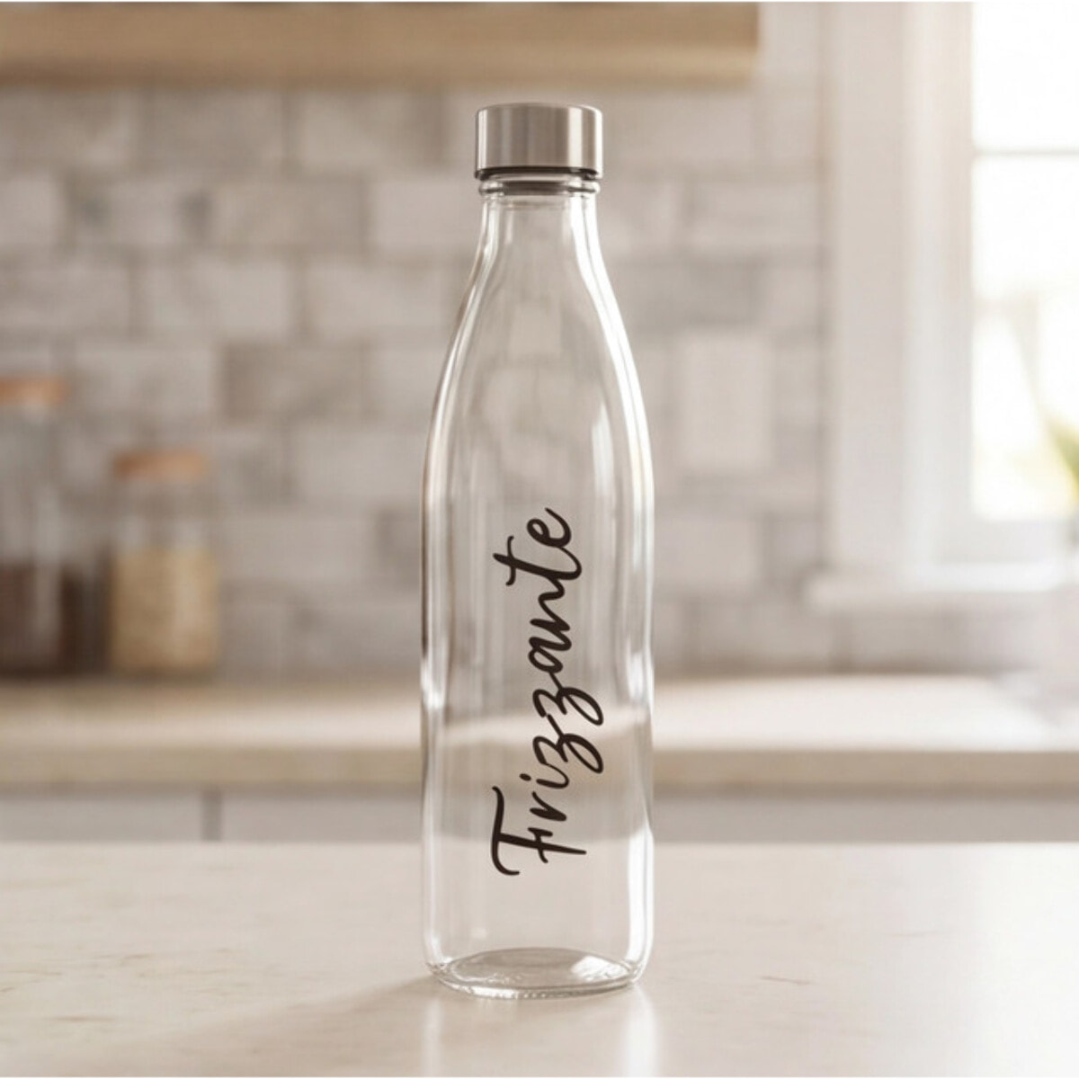 Set 6 bottiglie in vetro da 1 litro con tappo in acciaio inox, bottiglie per acqua naturale e frizzante, resistenti e riutilizzabili, design elegante per tavola e frigorifero, facili da pulire, ideali per casa ristorante e ufficio