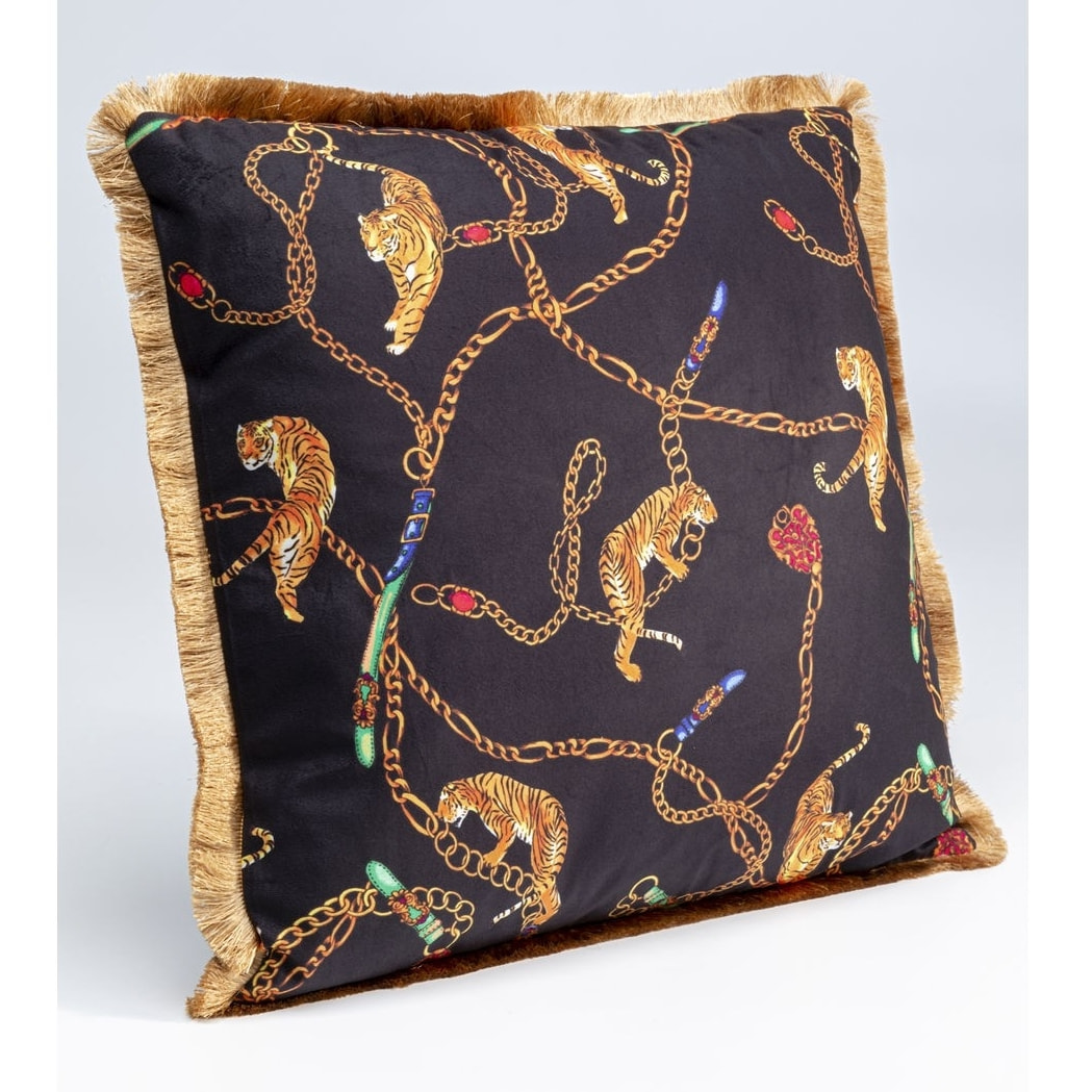 Coussin noir tigres et chaînes Kare Design