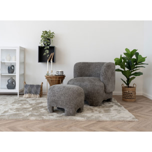Nazare - Pouf imbottito in tessuto grigio 53x41x38 cm