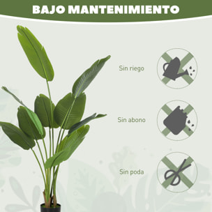 Planta Artificial Decorativa 160 cm Bananera Artificial con Maceta y Hojas para Interior Hogar Salón Oficina Verde