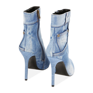 Botines de mujer en jean denim, tacón de 10,5 cm