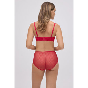 Slip a vita alta in pizzo floreale e plumetis