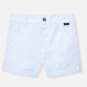 Bermudas oxford niño, estampado de rayas, azul claro