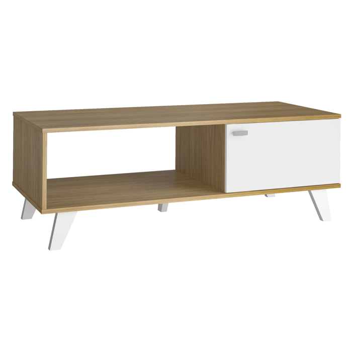 Mesa de centro – Roble claro y blanco